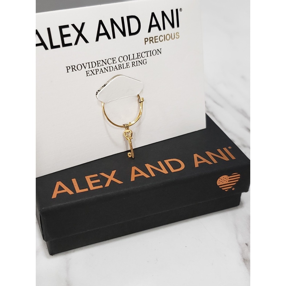 NEW ALEX AND ANI THE SKELETON KEY ADJUSTABLE EXPANDABLE RING GOLD PLATED
